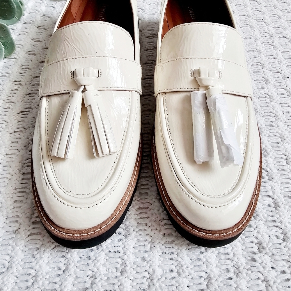 Franco Sarto Carolynn Tassel Loafers Neutral Patent Slip On Lug Sole Vamp NWOT 8 - Picture 4 of 16